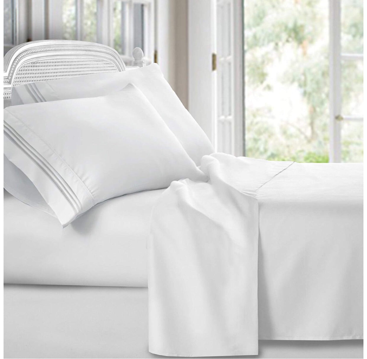 1,500 Thread-Count White Bed Sheets Set